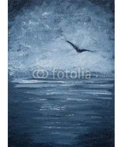 shvets_tetiana, Original oil painting - Seagull over the sea - Impressionism - Modern Art