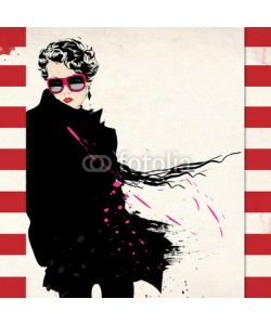 Yevhen, Modern teenage girl on grunge background.