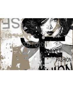Yevhen, Modern teenage girl on grunge background. Grunge style.