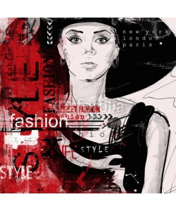 Yevhen, Modern teenage girl on grunge background. Grunge style.