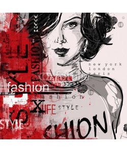 Yevhen, Modern teenage girl on grunge background. Grunge style.