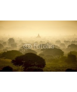 Sakrapee Nopparat, Sunrise scene at pagoda ancient city field in Bagan Myanmar.