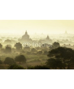 Sakrapee Nopparat, Sunrise scene at pagoda ancient city field in Bagan Myanmar.