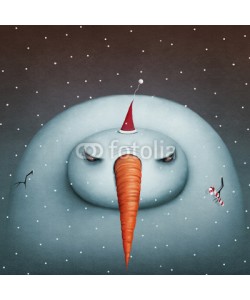 annamei, Conceptual illustration or poster , greeting card with  Gloomy Snowman