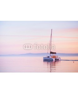 kite_rin, Sailing yacht in Mediterranean sea at sunset. Travel and active lifestyle concept
