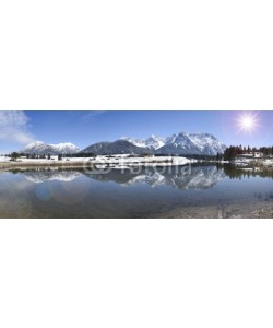 Wolfilser, Panorama Winterlandschaft im Karwendel bei Mittenwald