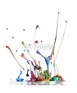Leigh Prather, Colorful paint splashing isolated on white