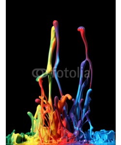 Leigh Prather, Colorful paint splashing isolated on white