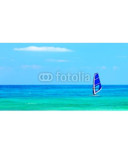 Anna Omelchenko, Panoramic beach landscape with windsurfer playing
