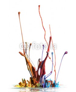 Leigh Prather, Colorful paint splashing isolated on white