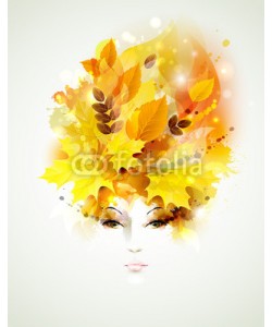 artant, Beautiful autumn women with abstract hair and design elements