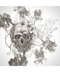 depiano, Abstract Background with Skull, Wings and Flowers