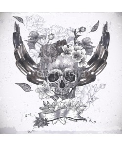 depiano, Abstract Background with Skull, Wings and Flowers