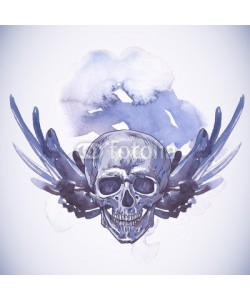 depiano, Abstract Background with Skull, Wings and Flowers