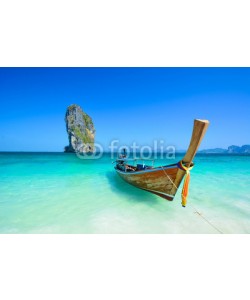 surangaw, Cliff and boat in the amazing beach in tropical island in Krabi, Phuket, Thailand