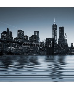 bluraz, Panoramic view New York City Manhattan downtown skyline at night