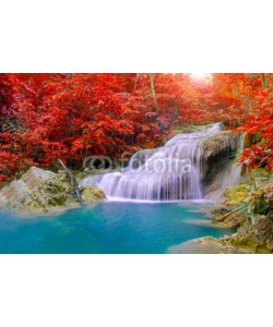 casanowe, Waterfall in Deep forest at Erawan waterfall National Park,