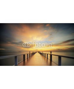 anekoho, Wooded bridge in the port between sunrise.