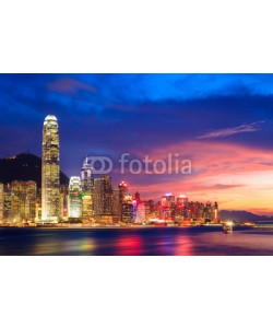lkunl, Hong Kong skyline at night, China