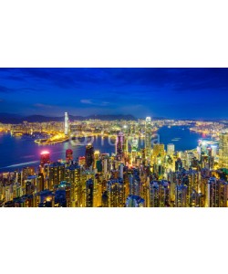 lkunl, Hong Kong skyline at night, China