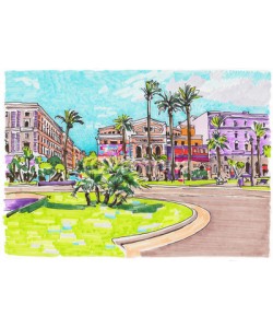 Kara-Kotsya, original marker painting of Rome Italy cityscape