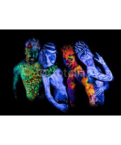 Andrey_Arkusha, Four - Body art glowing in ultraviolet light