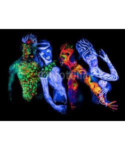 Andrey_Arkusha, Four - Body art glowing in ultraviolet light