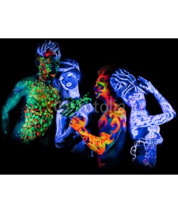 Andrey_Arkusha, Four - Body art glowing in ultraviolet light