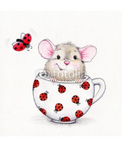 ciumac, Cute mouse in the cap and ladybug