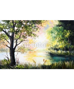 max5799, Oil painting landscape - lake in the forest