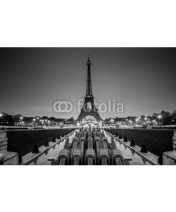 kasto, Eiffel tower, Paris, France in black and white.