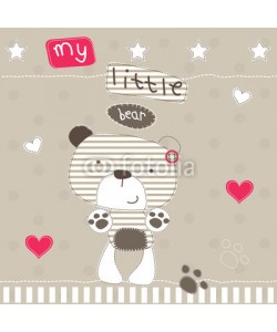 yoliana, cute little bear polka dot background vector illustration