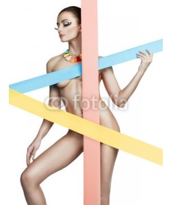 George Mayer, Elegant naked lady with colors stripes