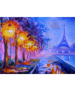 max5799, Oil painting of  eiffel tower, france, art work