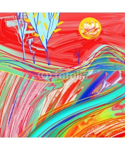 Kara-Kotsya, digital painting of red sunset landscape