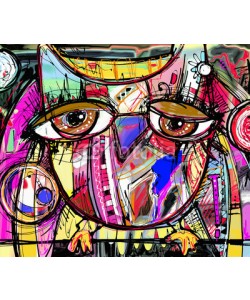 Kara-Kotsya, abstract digital painting artwork of doodle owl