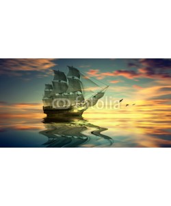 F@natka, Sailboat against beautiful sunset landscape
