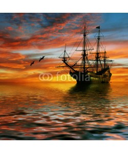 F@natka, Sailboat against beautiful sunset landscape