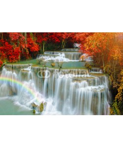 casanowe, Waterfall in Deep forest at Erawan waterfall National Park.