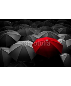 Photocreo Bednarek, Red umbrella stand out from the crowd. Different, leader.