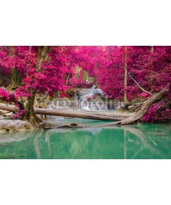 casanowe, Waterfall in Deep forest at Erawan waterfall National Park,