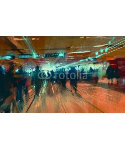 grandfailure, digital painting of motion blurred people walking in the terminal