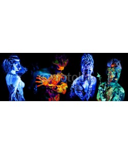 Andrey_Arkusha, Four elements. Body art glowing in ultraviolet light