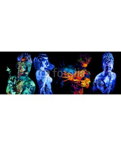 Andrey_Arkusha, Four elements. Body art glowing in ultraviolet light