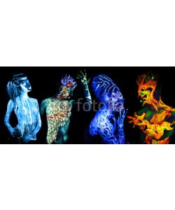 Andrey_Arkusha, Four elements. Body art glowing in ultraviolet light