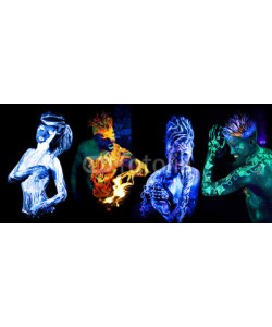 Andrey_Arkusha, Four elements. Body art glowing in ultraviolet light