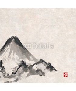 elinacious, Mountains hand-drawn with ink in Japanese style