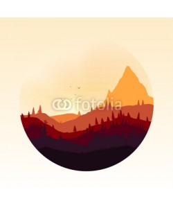 inbevel, Colourful Mountain Landscape Applique - Vector Illustration