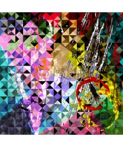 Kirsten Hinte, abstract triangle geometric background, with paint strokes, splashes