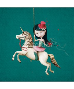 annamei, Circus girl on  horse with  cage and heart